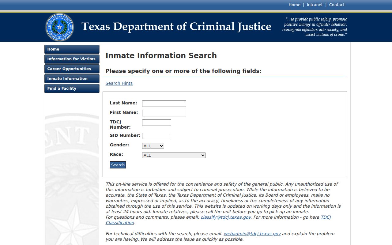 Aransas County arrest lookup TDCJ inmate search