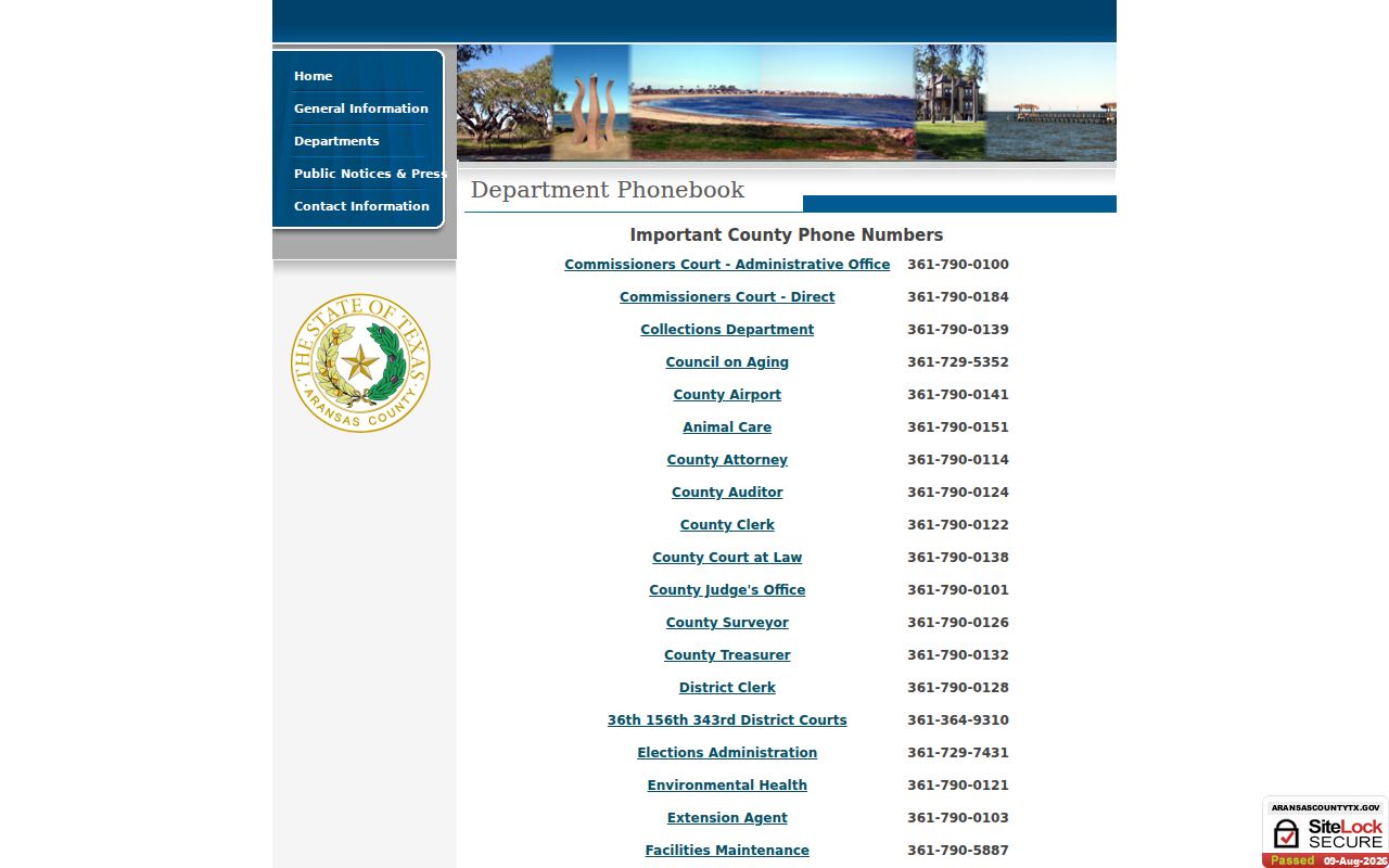 Aransas County department directory