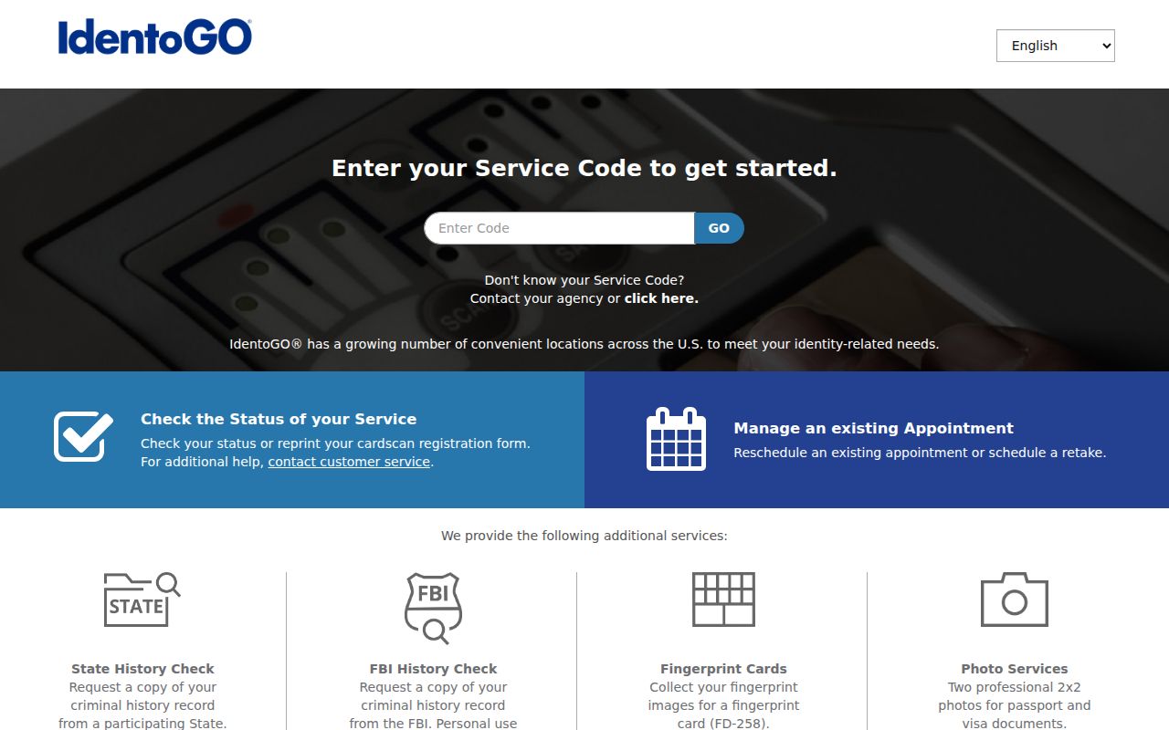 FAST IdentoGO fingerprint enrollment interface
